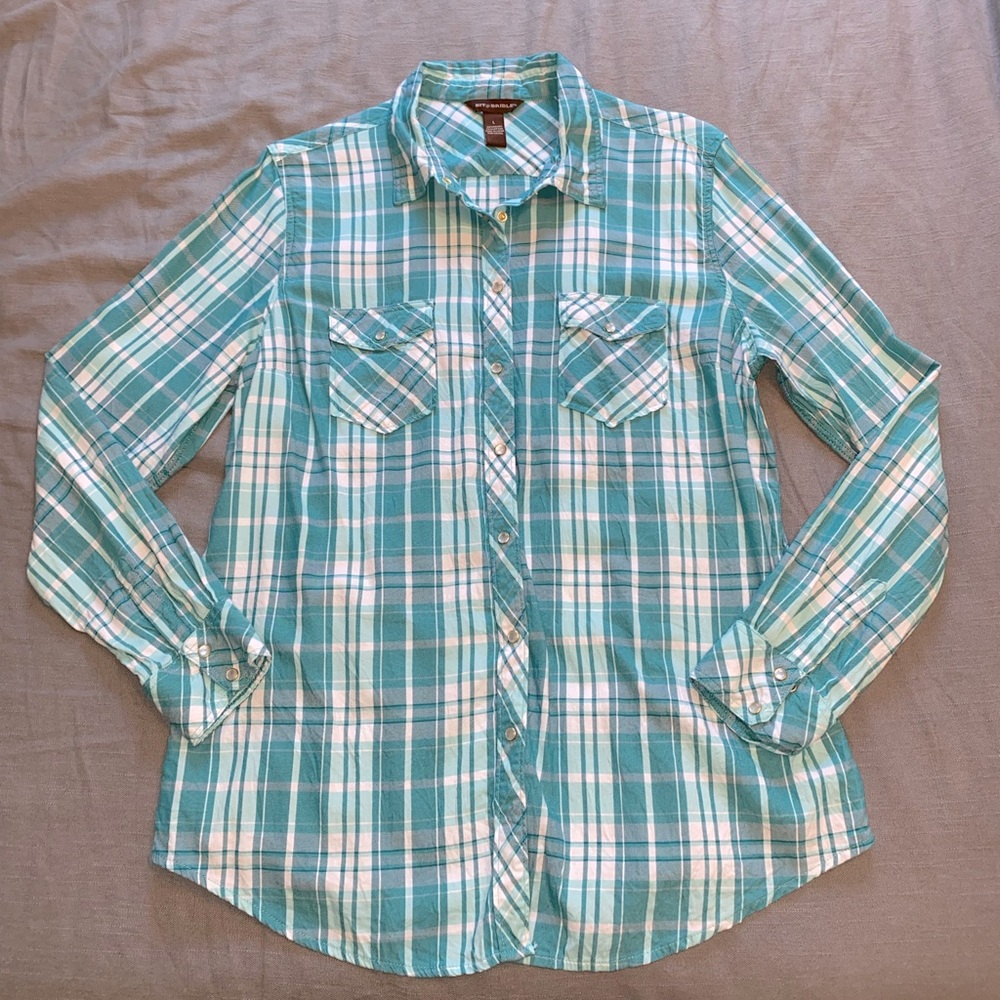 Bit & Bridle blue plaid button up